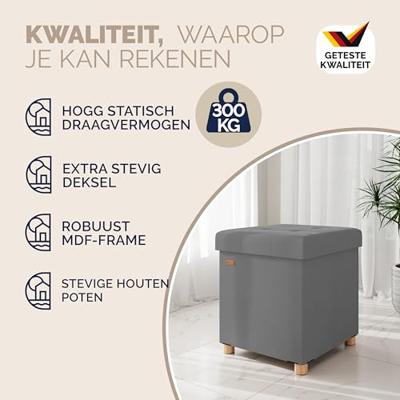 Opvouwbare poef met opslag donkergrijs Opvouwbare poef met opslag donkergrijs