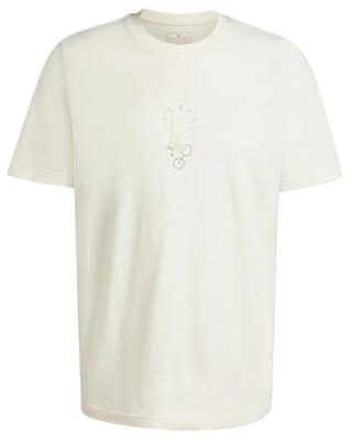 Heren-T-Shirt met Korte Mouwen Adidas Molded Linear Wit Natuurlijk - Maat: L