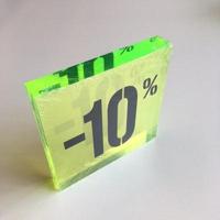 Acryl kortingsblok -10% fluor groen - thumbnail
