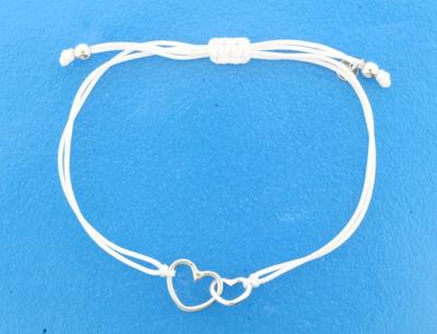 TFT Armband Zilver Katoen Hartjes 20 cm TFT Armband Zilver Katoen Hartjes 20 cm