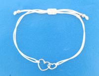 TFT Armband Zilver Katoen Hartjes 20 cm - thumbnail
