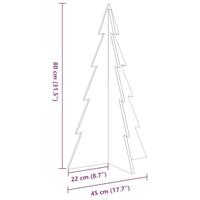 Kerstdecoratie kerstboom 80 cm massief grenenhout wasbruin - thumbnail