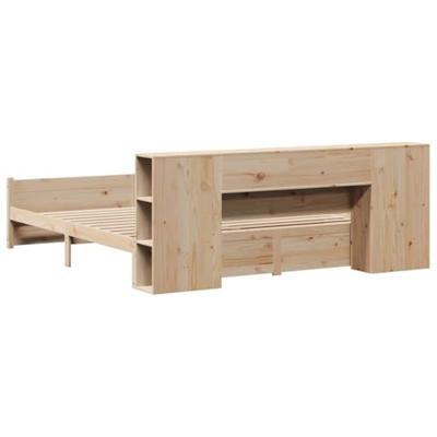 Bed met boekenkast zonder matras massief grenenhout 200x200 cm