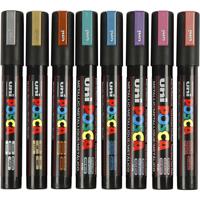 Uni POSCA paintmarker PC-5M, 1,8 - 2,5 mm, etui van 8 stuks in metallic kleuren - thumbnail