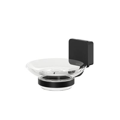 Zeephouder Geesa Topaz Glas Met Muurbeugel Mat Zwart Zeephouder Geesa Topaz Glas Met Muurbeugel Mat Zwart