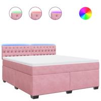 Boxspring met matras fluweel roze 180x200 cm - thumbnail
