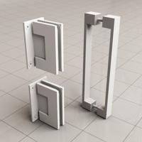 Wiesbaden Scharnierset en greep voor profielloze nisdeur mat wit - thumbnail