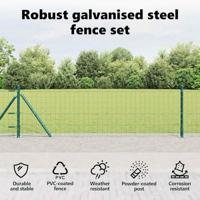 VidaXL Hek met paal groen 0,4 x 10 m staal en pvc - thumbnail