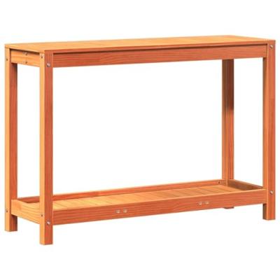 VidaXL Oppottafel met schap 108x35x75 cm massief grenenhout wasbruin