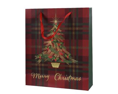 Geschenktas everlands kunstkerstboom rood 8x18x24cm