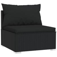 4-delige Loungeset met kussens poly rattan zwart - thumbnail