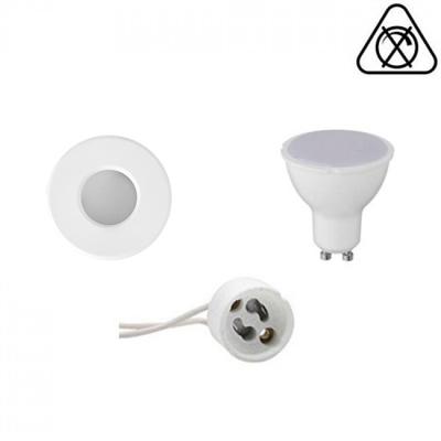 GU10 Inbouwspot Set - Mat Wit - Inbouw Rond - Waterdicht IP65 - Aigi - 6W - Warm Wit 3000K - Ø82mm