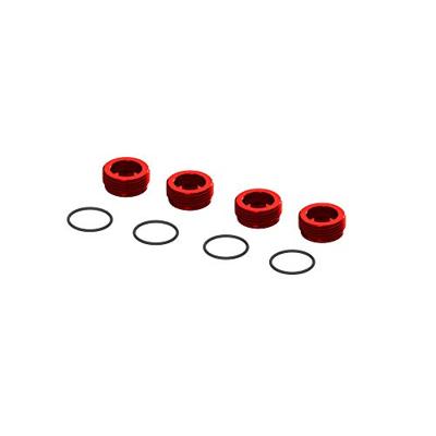 Arrma - Aluminum Front Hub Nut (Red) (4Pcs Inc, O-Rings) (ARA320467)