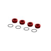 Arrma - Aluminum Front Hub Nut (Red) (4Pcs Inc, O-Rings) (ARA320467) - thumbnail