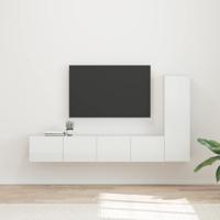 Tv-meubelset Wandgemonteerd 2 pcs Hoogglans wit Bewerkt hout - thumbnail