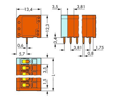 WAGO 739-339 Veerkrachtklemblok 1.50 mm² Aantal polen 9 Oranje 120 stuk(s)