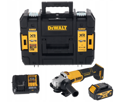 DeWalt DCG407M2T-QW 18V XR Accu Haakse Slijper | 125mm | Schuifschakelaar | 2x 4.0Ah Accu | in TSTAK - DCG407M2T-QW