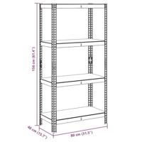 Opbergrek 4-laags staal en bewerkt hout zilverkleurig - thumbnail