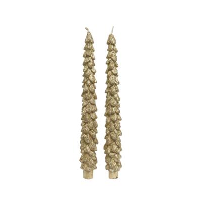 Dinerkaars Kerstboom Goud 25cm 2st Dinerkaars Kerstboom Goud 25cm 2st