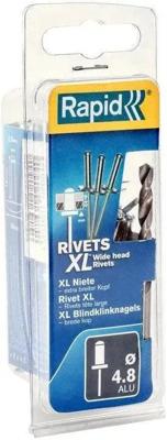 Rapid XL blindklinknagels Ø4,8 x 20 mm, 25 stuks + boor - 5000667 - 5000667 Rapid XL blindklinknagels Ø4,8 x 20 mm, 25 stuks + boor - 5000667 - 5000667