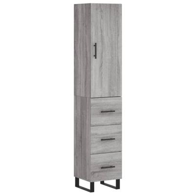 Hoge kast 34,5x34x180 cm bewerkt hout grijs sonoma eikenkleurig