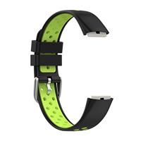 Fitbit Luxe - Siliconen sportbandje - Maat: Large - Zwart + neon groen - thumbnail