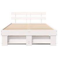 Bedframe met hoofdeinde Wit 140 x 190 cm Massief grenenhout - thumbnail