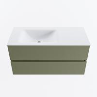 MONDIAZ VICA 100cm badmeubel onderkast Army 2 lades. Wastafel CLOUD links 1 kraangat, kleur Talc. - thumbnail