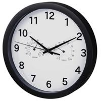 Hama wandklok pure plus ø 25 cm met thermo-/hygrometer geluidsarm zwart - thumbnail