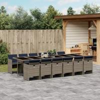 13-delige Tuinset met kussens poly rattan grijs - thumbnail