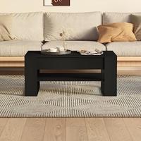 Salontafel 102x55x45 cm bewerkt hout zwart - thumbnail