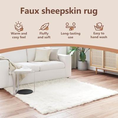 VidaXL Nep schapenvacht tapijt tafalla wit 120 x 120 cm polyester VidaXL Nep schapenvacht tapijt tafalla wit 120 x 120 cm polyester