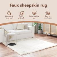 VidaXL Nep schapenvacht tapijt tafalla wit 120 x 120 cm polyester - thumbnail
