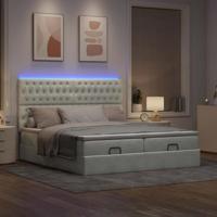 Ottoman bed met matrassen en LED's 180x200cm fluweel lichtgrijs - thumbnail