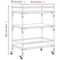Keukentrolley 65x40x86,5 cm bewerkt hout gerookt eikenkleurig - thumbnail