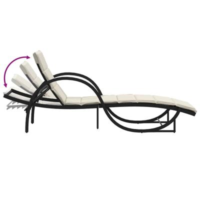 Ligbedden 2 st met kussens poly rattan zwart - thumbnail