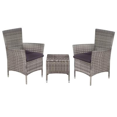 3-delige Bistroset poly rattan grijs 3-delige Bistroset poly rattan grijs