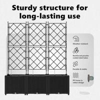 Tuin Bloempot 3 pcs Zwart Staal - thumbnail