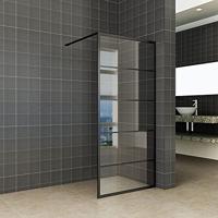 Horizon inloopdouche met raster 1000 x 2000 x 8 mm nano helder glas/mat zwart - thumbnail