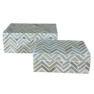 Set decoratieve dozen Home ESPRIT Wit Bruin Hars Bamboe Tropisch (2 Stuks) Set decoratieve dozen Home ESPRIT Wit Bruin Hars Bamboe Tropisch (2 Stuks)