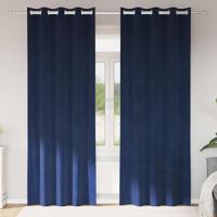 VidaXL Verduisterende gordijnen 2 pcs donkerblauw 140 x 245 cm fluweel - thumbnail