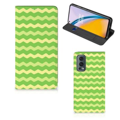 OnePlus Nord 2 5G | Hoesje met Magneet | Waves Green OnePlus Nord 2 5G | Hoesje met Magneet | Waves Green