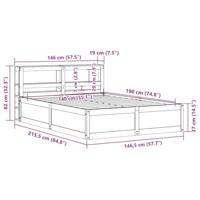 Bedframe met hoofdbord massief grenenhout wasbruin 140x190 cm - thumbnail