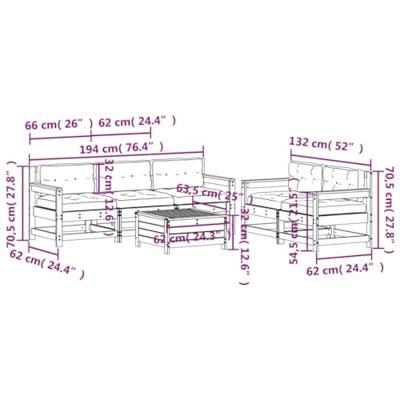 6-delige Loungeset met kussens massief douglashout
