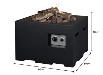 Cocoon vuurtafel vierkant klein zwart