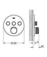 Grohe Inbouwkraan Grohtherm Smart Control Thermostaatkraan met 3-weg Omstelling Cool Sunrise Geborsteld - thumbnail