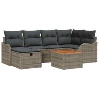 Tuinbankenset met kussen met opslag 7 pcs Grijs poly rattan - thumbnail