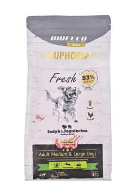 BIOFEED Euphoria Fresh Adult Medium & Large Turkey with lamb - droog hondenvoer - 2kg BIOFEED Euphoria Fresh Adult Medium & Large Turkey with lamb - droog hondenvoer - 2kg