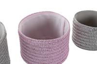 Veelzijdige mand DKD Home Decor Grijs Roze Polypropyleen 27 x 27 x 17 cm 4 Kg 3 Onderdelen (3 Stuks) - thumbnail