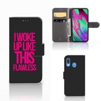 Samsung Galaxy A40 Hoesje met naam Woke Up - Origineel Cadeau Zelf Maken - thumbnail